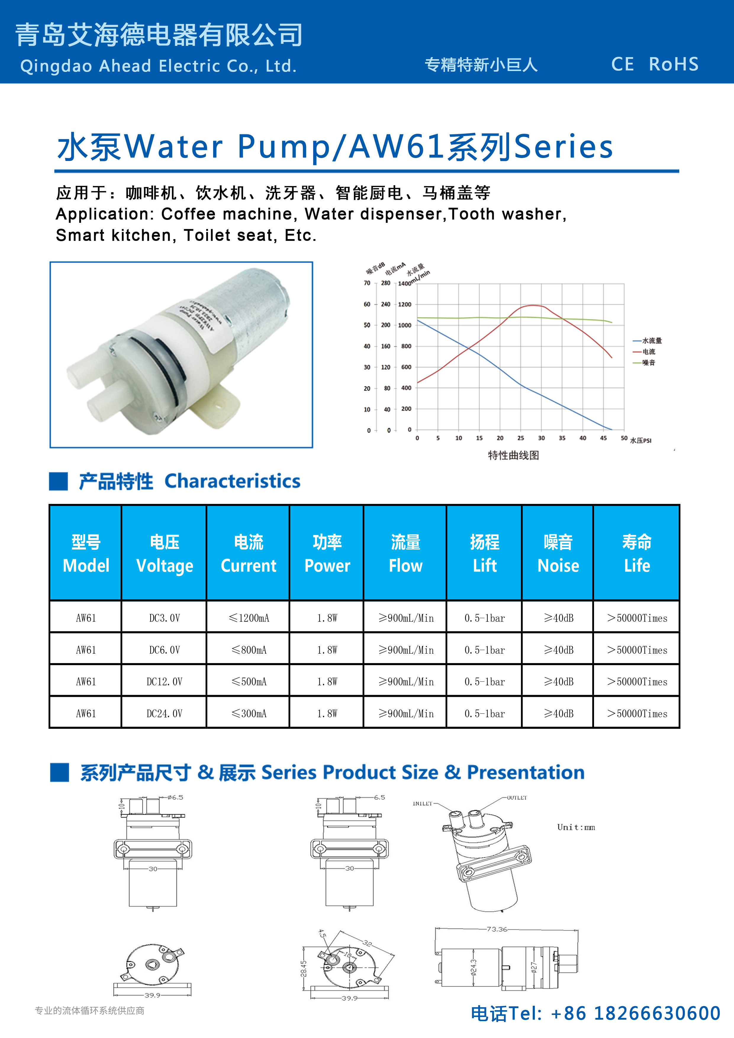 AW61 Coffee Machine Water Pump